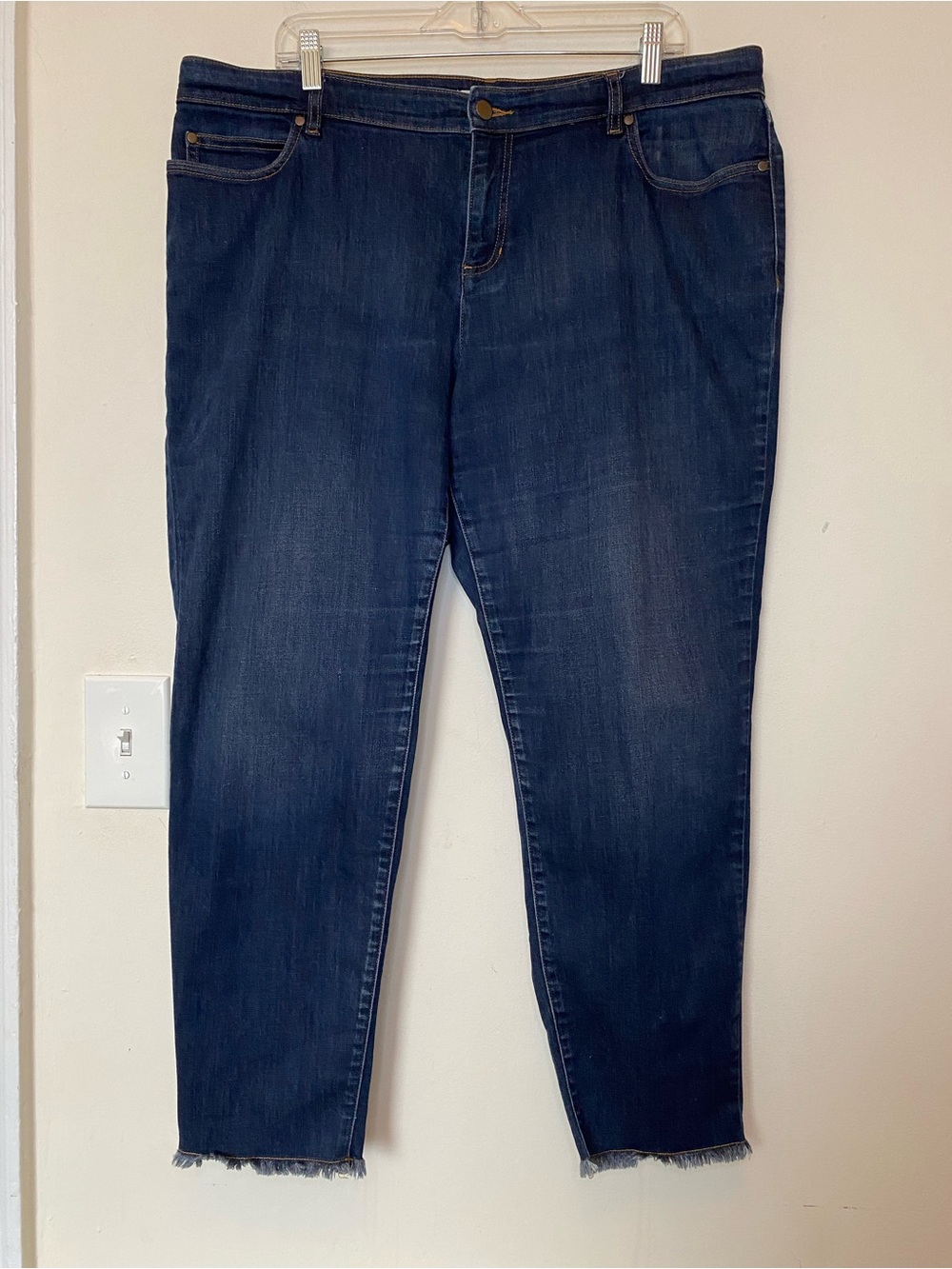 EILEEN FISHER Organic Cotton Tapered Leg 5-Pocket Ankle Jeans Dark Wash Sz 18